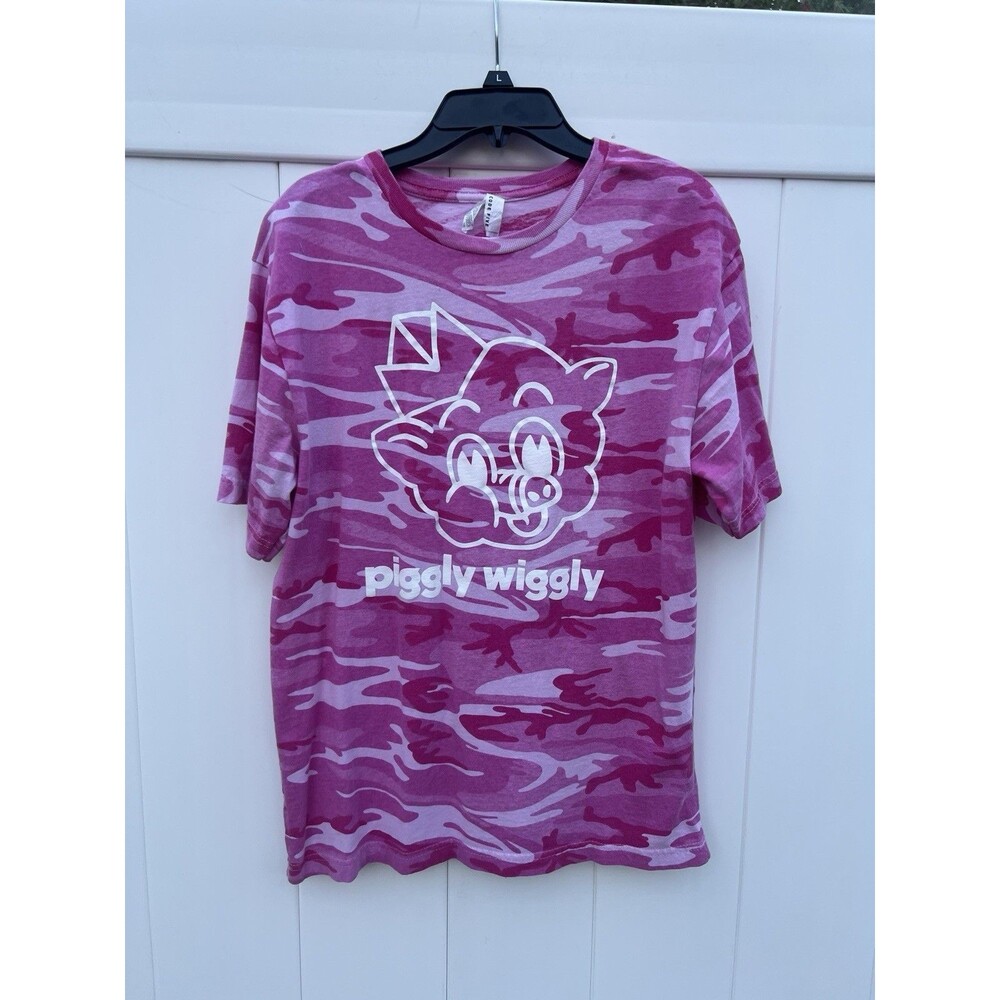 Piggly Wiggly Grocery Store Graphic Shirt Womens Size Large Pink Cotton Crew